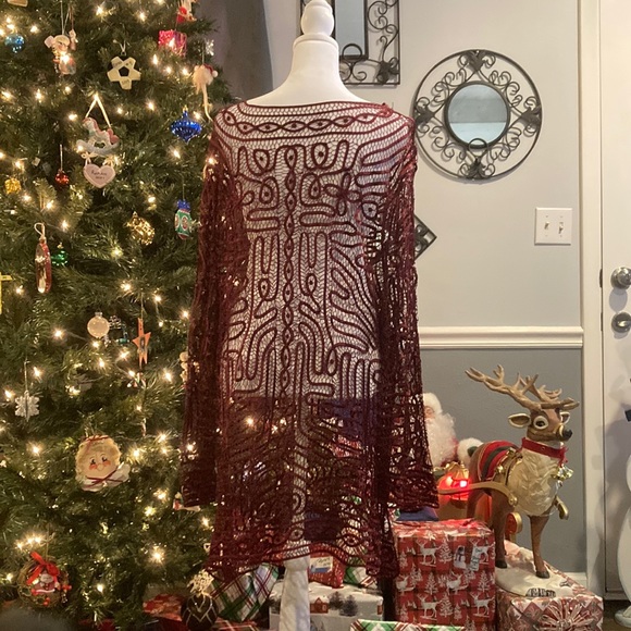 NWOT Worthington Woman Sz 2X Bing Cherry Chemise w/Long Sleeve Satin/Lace Cover - Picture 6 of 12